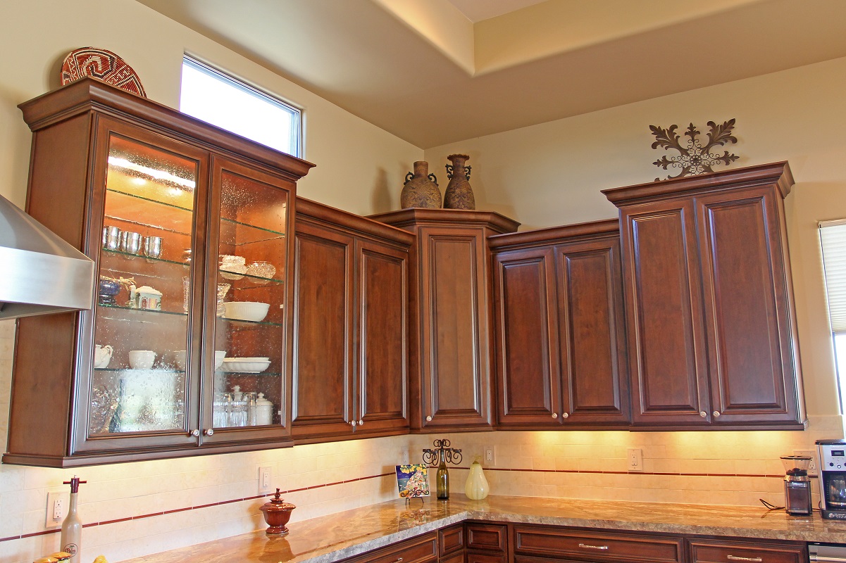 Custom Transitional stacked upper cabinets